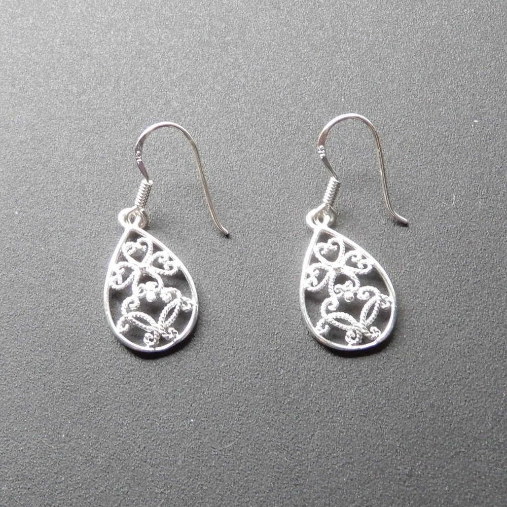 Sterling Silver (925) Teardrop Dangling Earrings